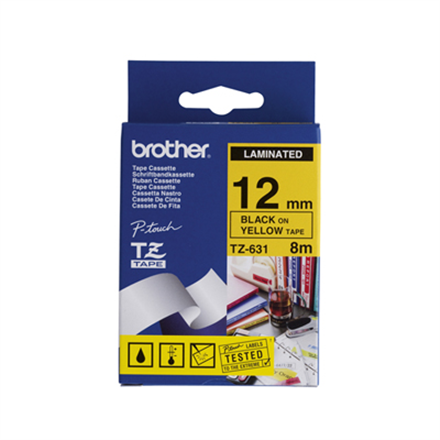 Brother TZe-631 Laminated Tape Black on Yellow