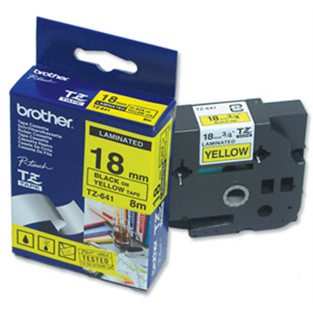 Brother TZe-641 Laminated Tape Black On Yellow