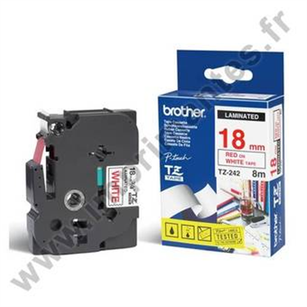 Brother TZe-242 Laminated Tape Red on White