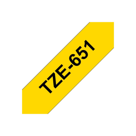 Brother | TZe-651 Laminated Tape | Black On Yellow | TZe | 8 m | 2.4 cm