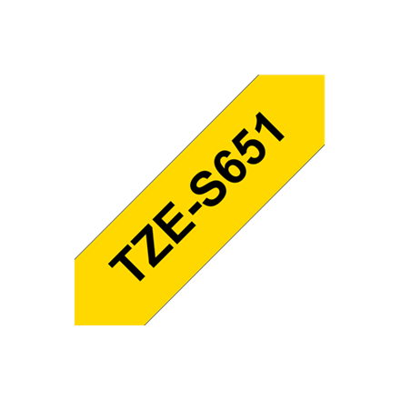 Brother | TZe-S651 Strong Adhesive Laminated Tape | Black on Yellow | TZe | 8 m | 2.4 cm