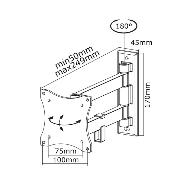 TV SET ACC WALL MOUNT SILVER/10-24" FPMA-W820 NEOMOUNTS