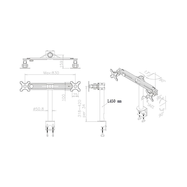 TV SET ACC DESK MOUNT BLACK/19-27" FPMA-D700D NEOMOUNTS