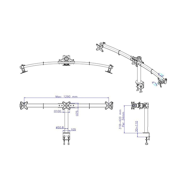 TV SET ACC DESK MOUNT BLACK/19-27" FPMA-D700D3 NEOMOUNTS