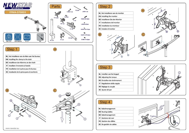TV SET ACC DESK MOUNT BLACK/19-27" FPMA-D700D3 NEOMOUNTS