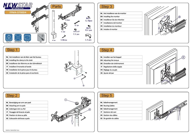 TV SET ACC DESK MOUNT BLACK/19-27" FPMA-D700D4 NEOMOUNTS