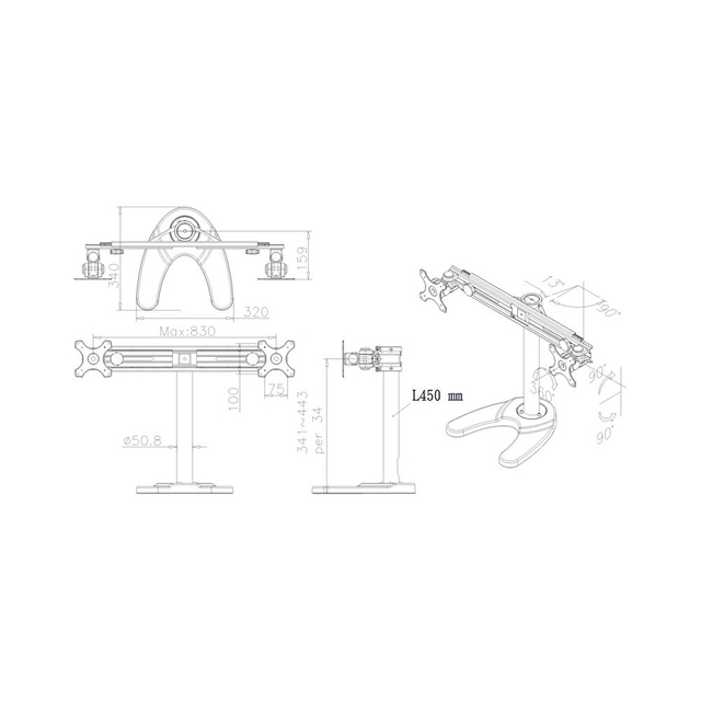 TV SET ACC DESK MOUNT BLACK/19-27" FPMA-D700DD NEOMOUNTS
