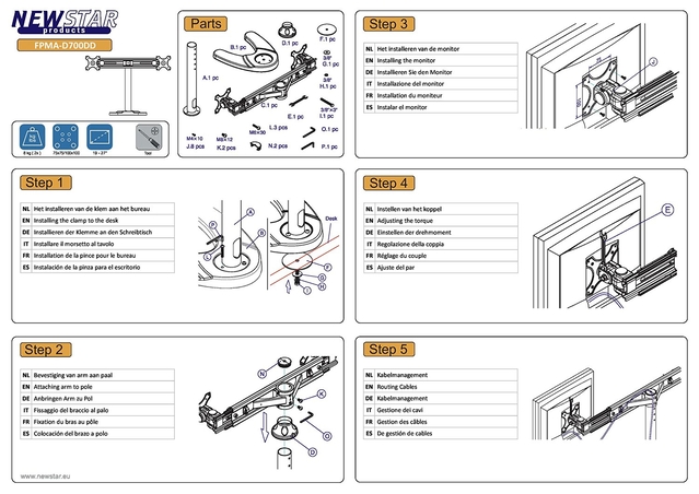 TV SET ACC DESK MOUNT BLACK/19-27" FPMA-D700DD NEOMOUNTS