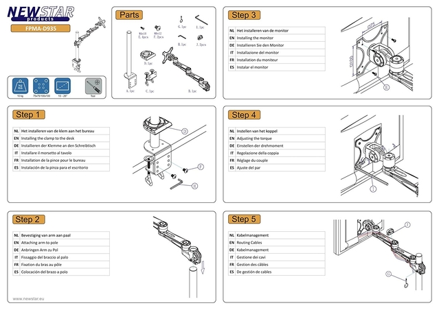 TV SET ACC DESK MOUNT SILVER/10-26" FPMA-D935 NEOMOUNTS
