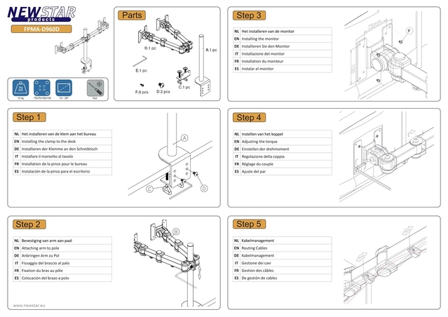 TV SET ACC DESK MOUNT BLACK/10-26" FPMA-D960D NEOMOUNTS