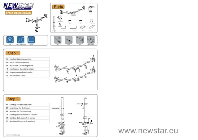TV SET ACC DESK MOUNT 10-24"/FPMA-D1330DBLACK NEOMOUNTS
