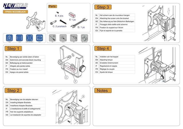 TV SET ACC WALL MOUNT 10-27"/FPMA-W250BLACK NEOMOUNTS