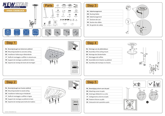 TV SET ACC CEILING MOUNT 10-40/FPMA-C060BLACK NEOMOUNTS