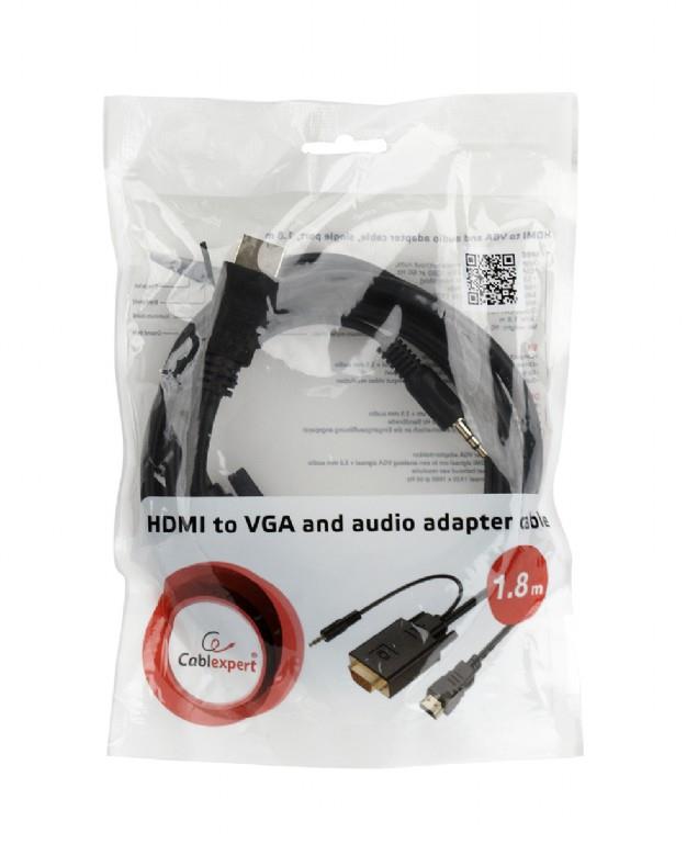 CABLE HDMI-VGA +3.5MM/1.8M A-HDMI-VGA-03-6 GEMBIRD