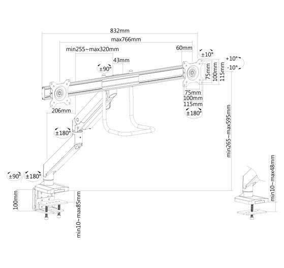 MONITOR ACC DESK MOUNT 10-32"/NM-D775DXBLACK NEOMOUNTS