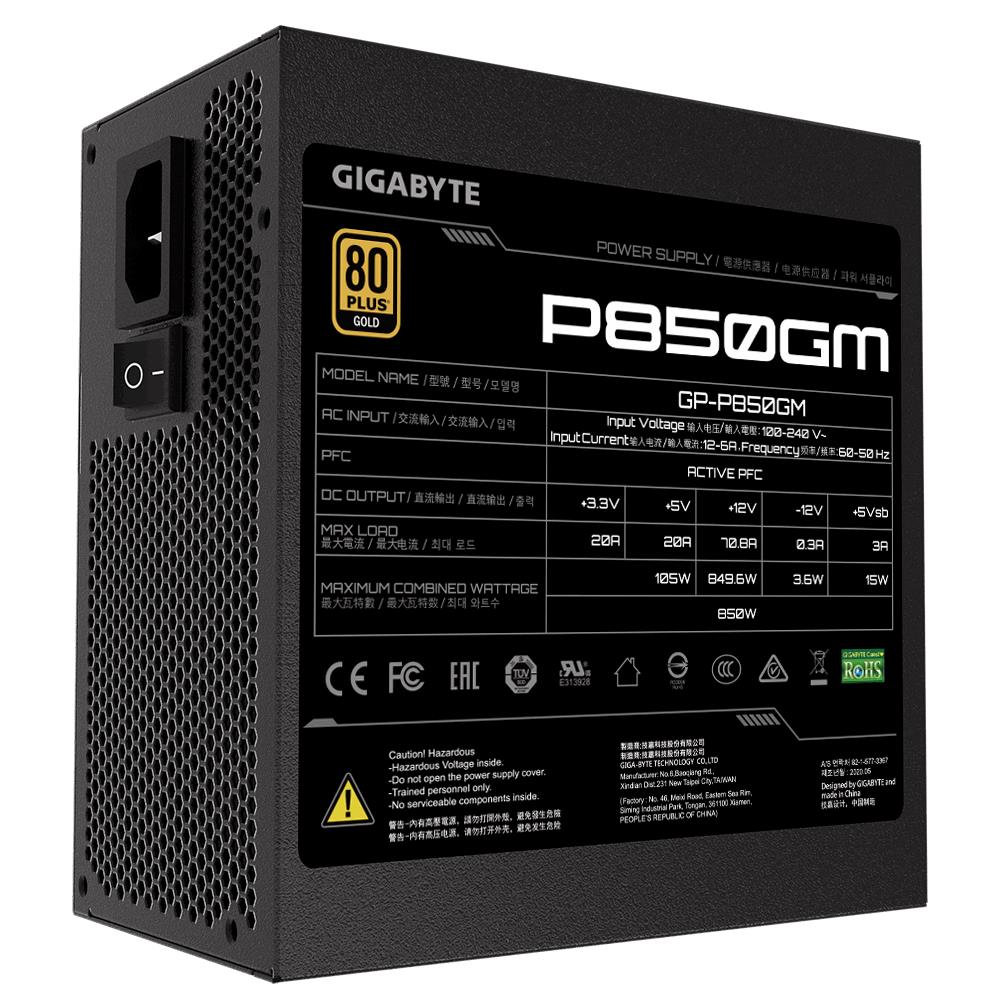 GIGABYTE 850 Watts Efficiency 80 PLUS GOLD PFC Active
