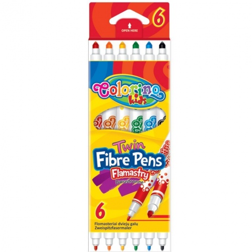 Colorino Kids Double tip fibre pens 6 colours
