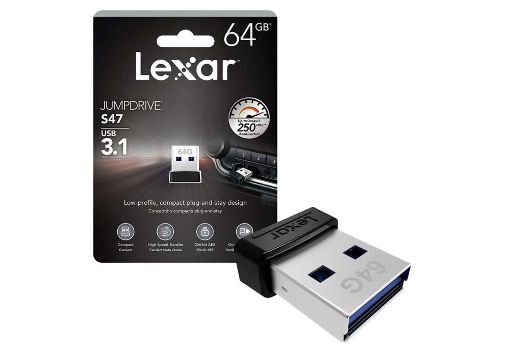 MEMORY DRIVE FLASH USB3.1 64GB/S47 LJDS47-64GABBK LEXAR