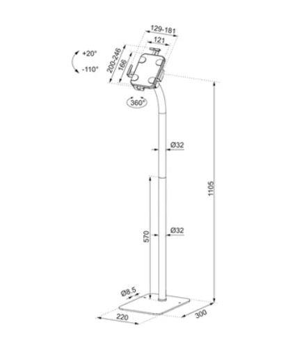 TABLET ACC FLOOR STAND/FL15-625WH1 NEOMOUNTS