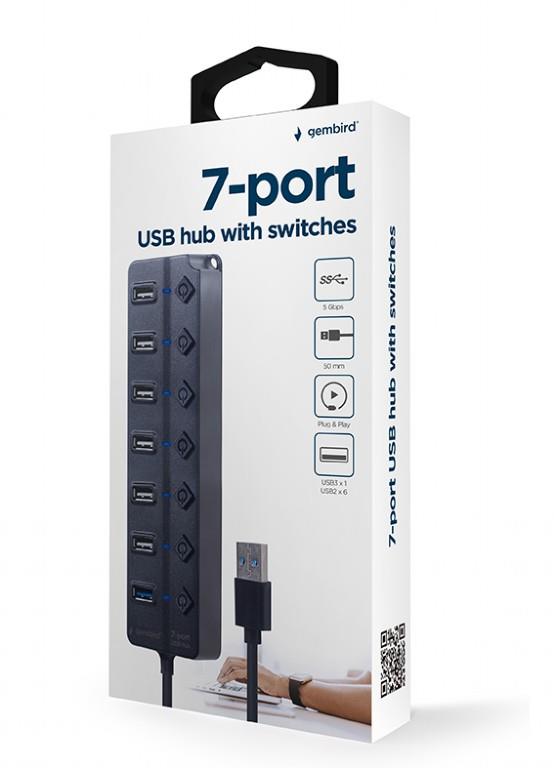 I/O HUB USB3 7PORT/UHB-U3P1U2P6P-01 GEMBIRD