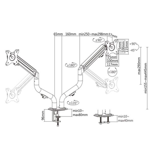 DISPLAY ACC MOUNTING ARM/17-32" MA-DA2-02 GEMBIRD