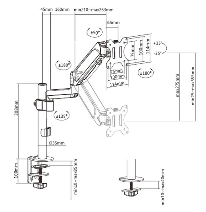 DISPLAY ACC MOUNTING ARM/17-32" MA-DA1P-01 GEMBIRD