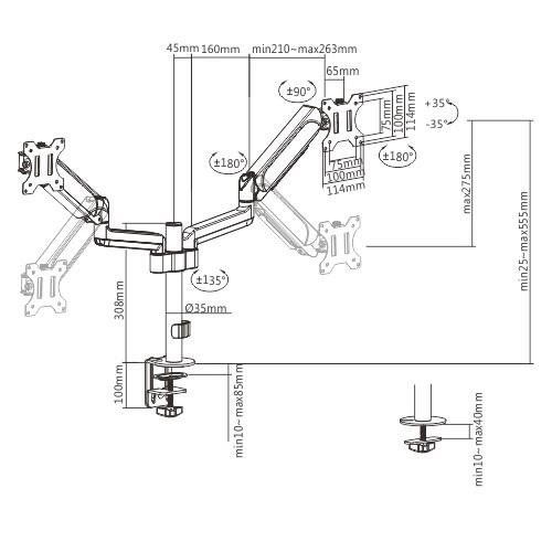 DISPLAY ACC MOUNTING ARM/17-32" MA-DA2P-01 GEMBIRD