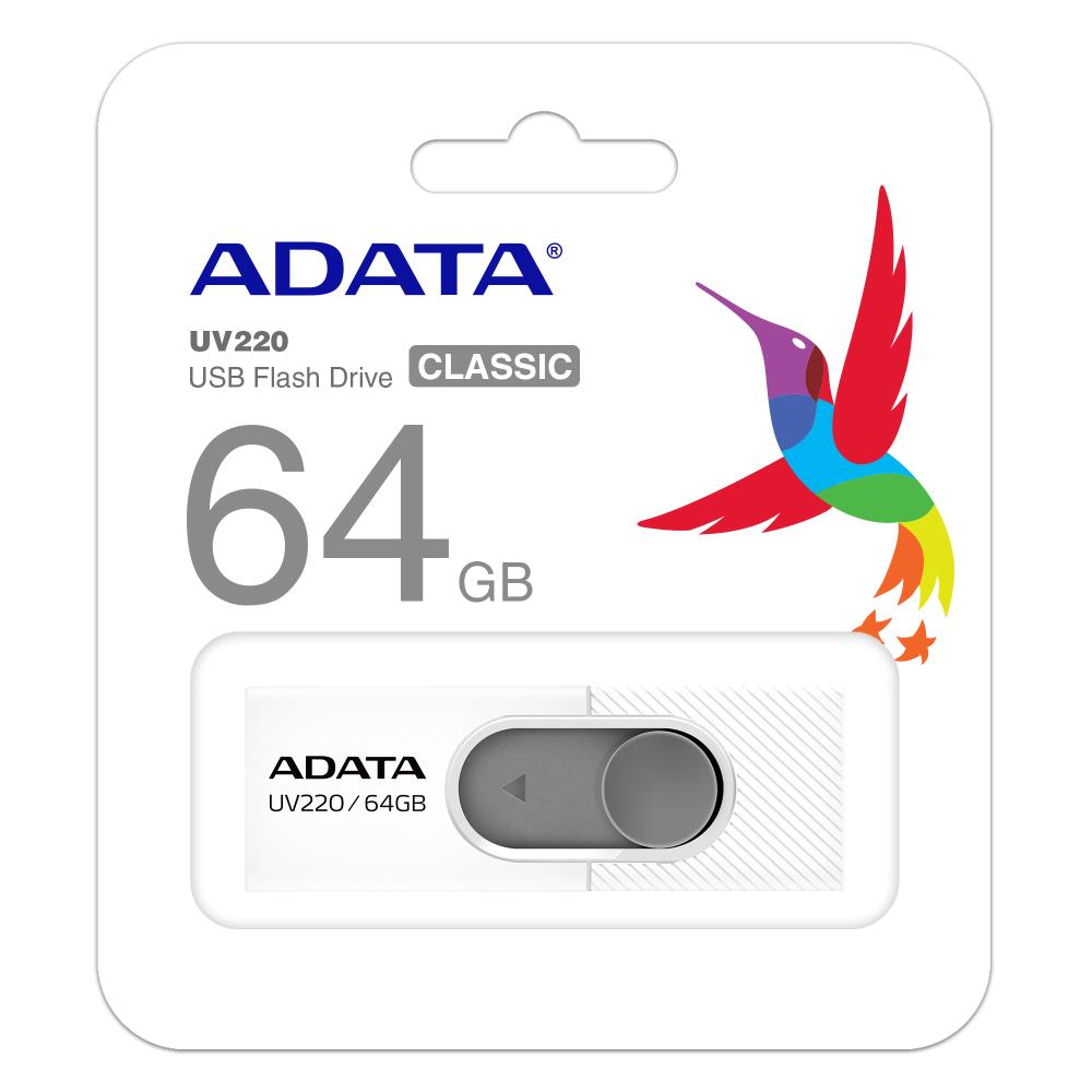 MEMORY DRIVE FLASH USB2 64GB/WHITE AUV220-64G-RWHGY ADATA