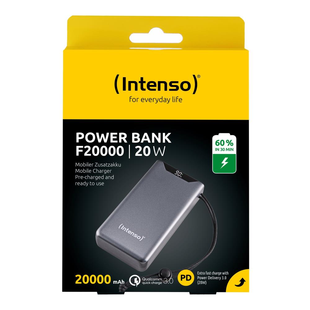 POWER BANK USB 20000MAH QC3.0/GREY F20000 7332054 INTENSO