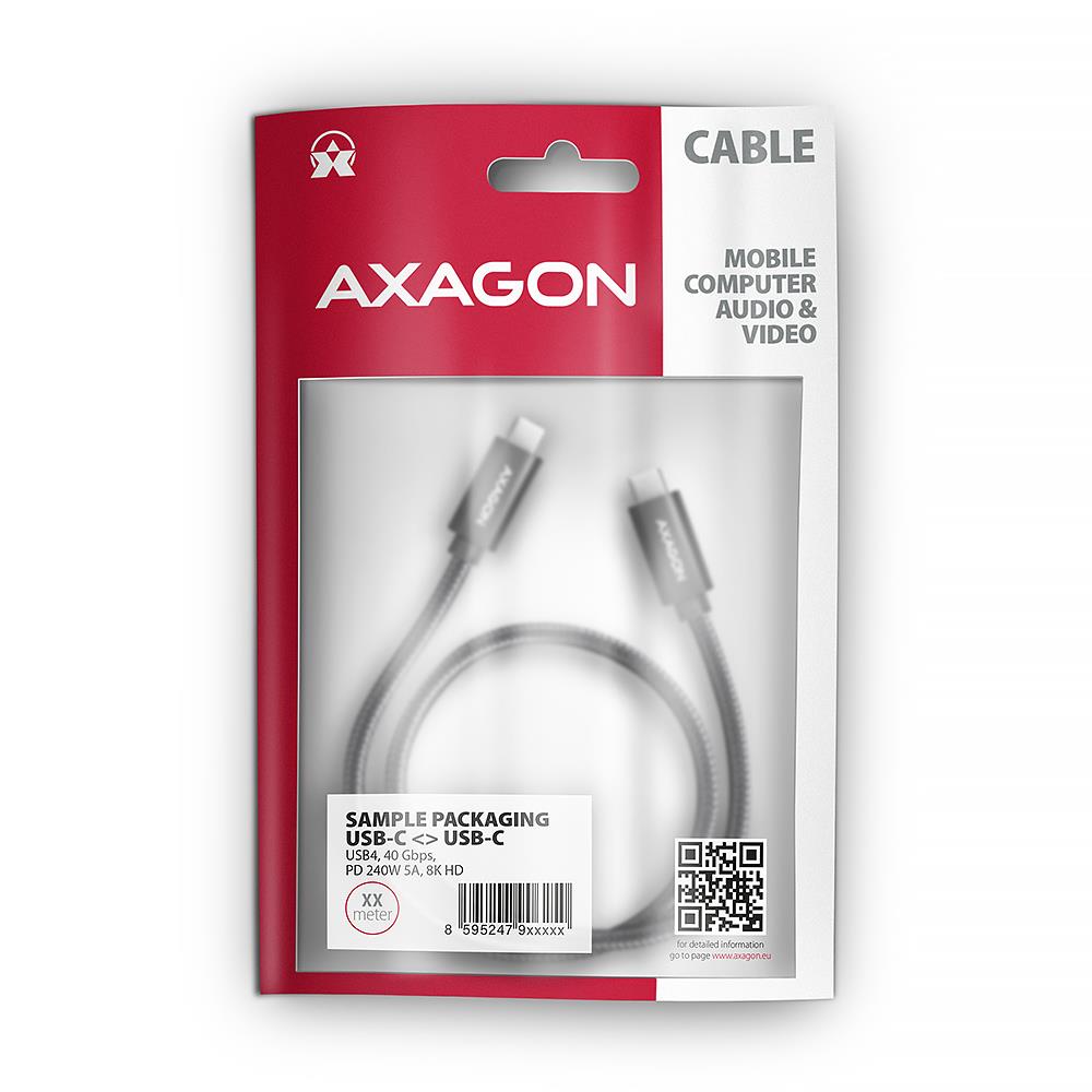 CABLE USB-C TO USB-C 1M 240W/8K BLACK BUCM4X-CM10AB AXAGON