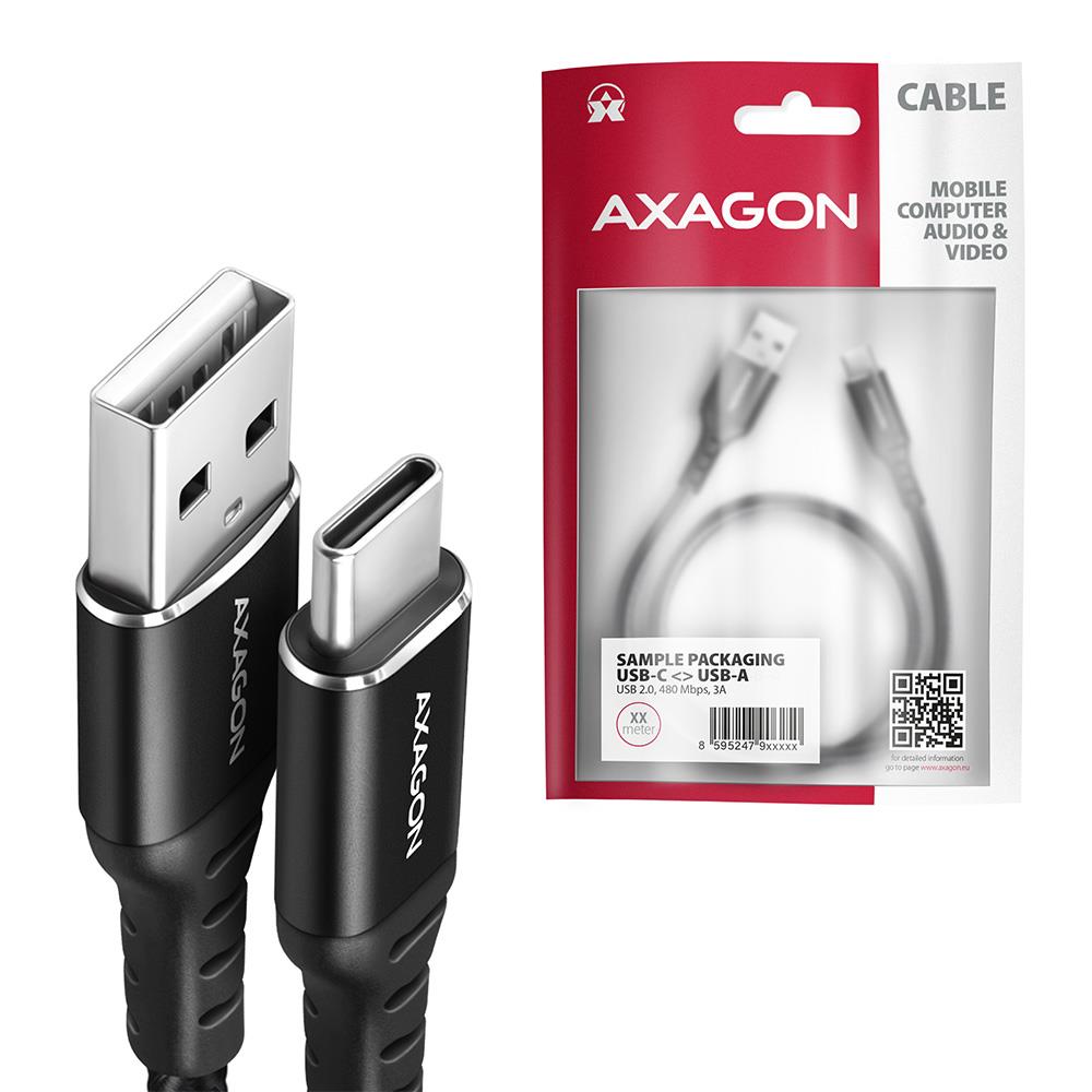 CABLE USB-C TO USB2.0 2M/BLACK BUCM-AM20AB AXAGON