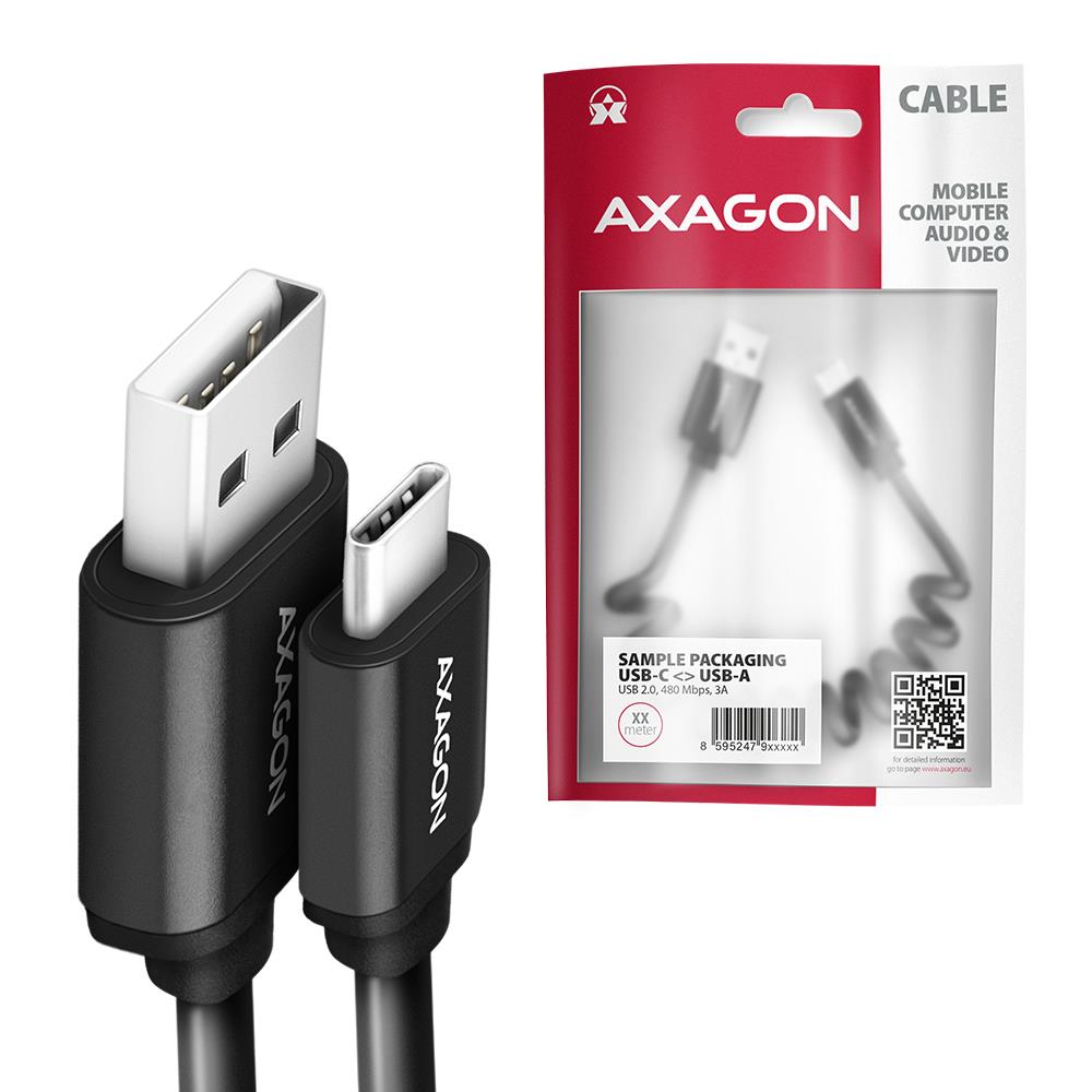 CABLE USB-C TO USB2.0 1.1M/TWISTER BLK BUCM-AM20TB AXAGON