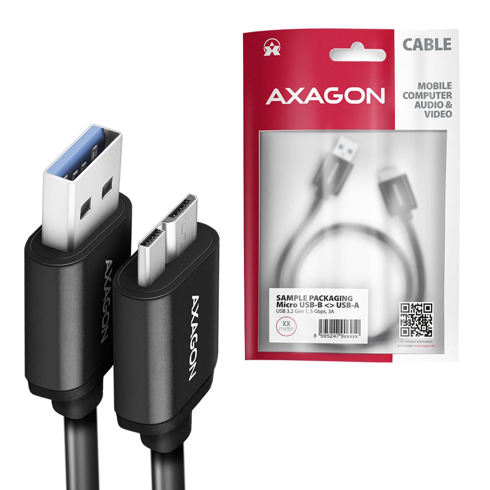 CABLE USB3.2 TO MICRO-B 1M/SPEED BLK BUMM3-AM10AB AXAGON