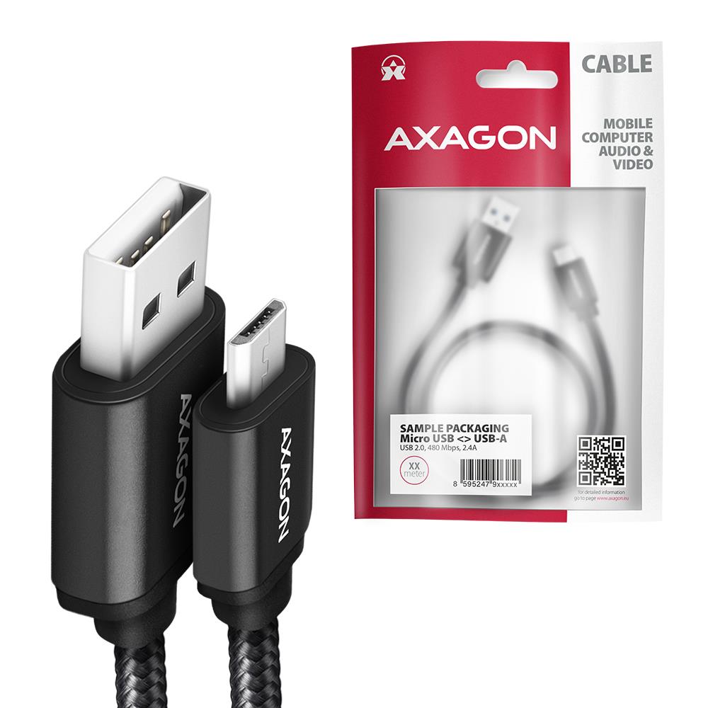 CABLE USB2.0 TO MICRO-USB 1.5M/HQ BLK BUMM-AM15AB AXAGON