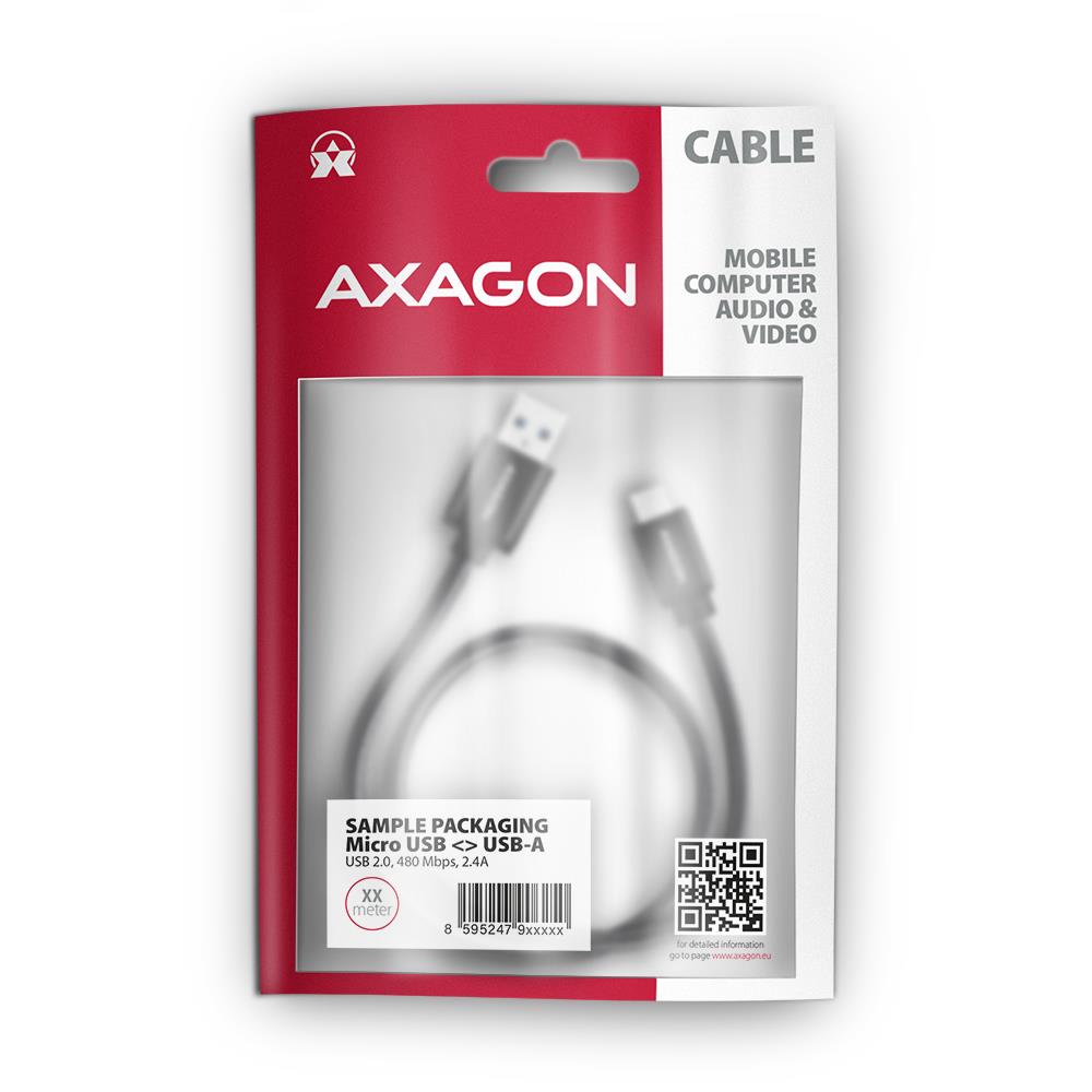 CABLE USB2.0 TO MICRO-USB 1.5M/HQ BLK BUMM-AM15AB AXAGON