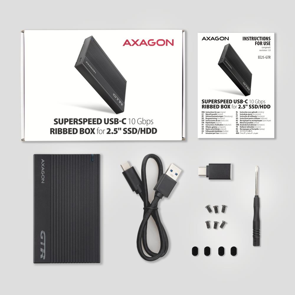 HDD ACC ENCLOSURE 2.5"/USB-C BLACK EE25-GTR AXAGON