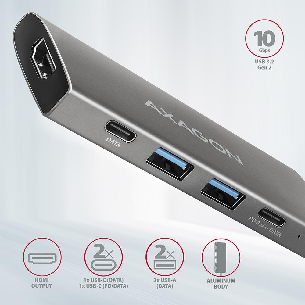 I/O HUB USB-C 5IN1/0.2M HMC-5G2 AXAGON
