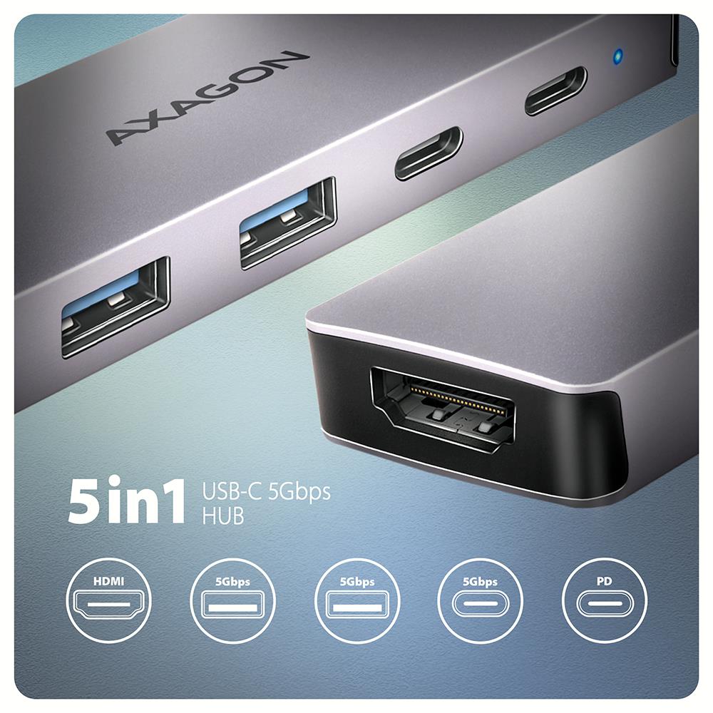 I/O HUB USB-C 5IN1/0.15M HMC-5H60 AXAGON