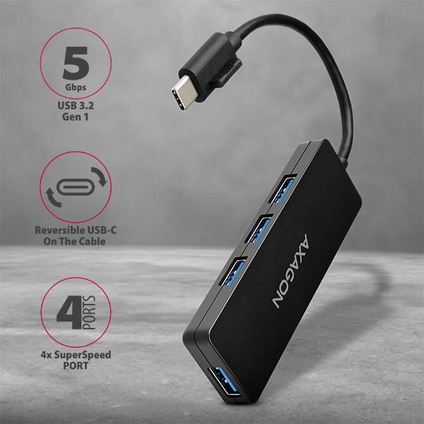 I/O HUB USB-C 4PORT SLIM/0.14M HUE-G1C AXAGON