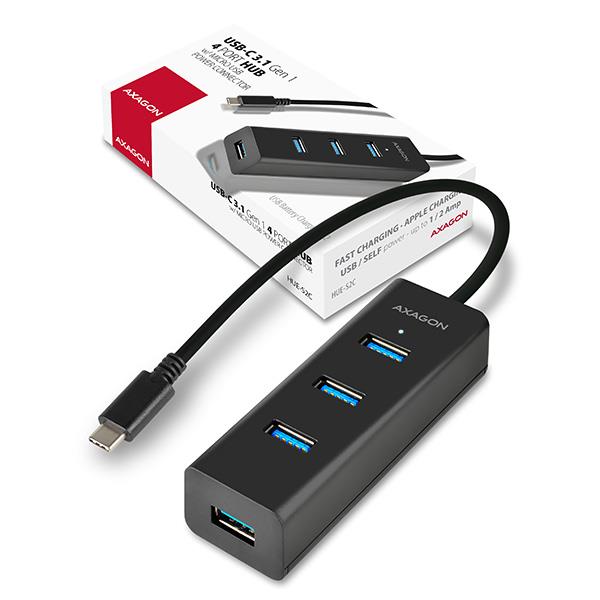 I/O HUB USB-C 4PORT CHARGING/0.4M HUE-S2C AXAGON