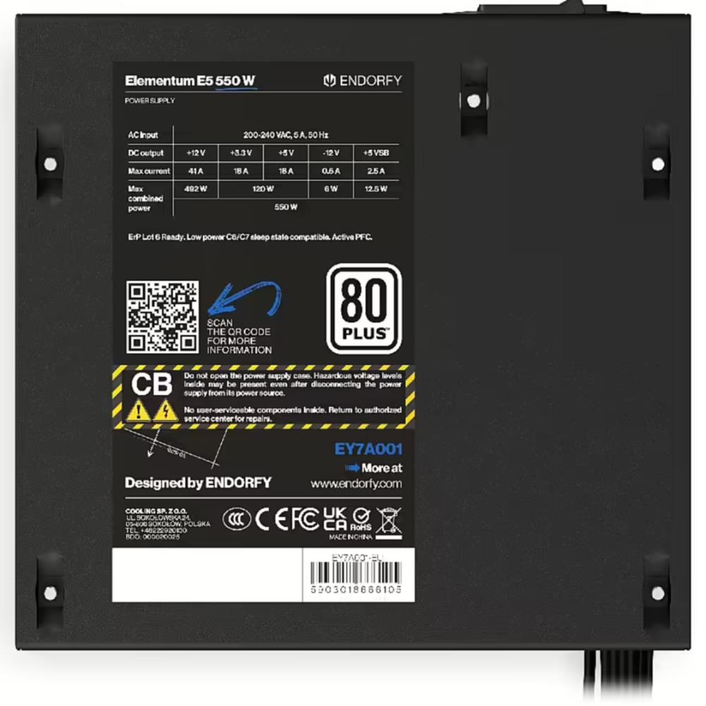 ENDORFY Elementum E5 550 W 550 Watts Efficiency 80 PLUS