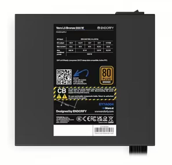 ENDORFY Vero L5 Bronze 500 W 500 Watts Efficiency 80 PLUS BRONZE