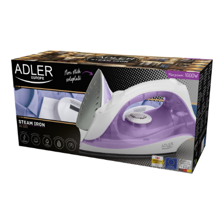 Iron | Adler | AD 5019 | With cord | 1600 W | Water tank capacity 100 ml | Continuous steam 10 g/min