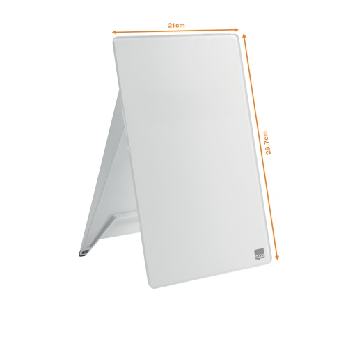 Glass Desktop Whiteboard Easel Nobo Brilliant White 22x30cm