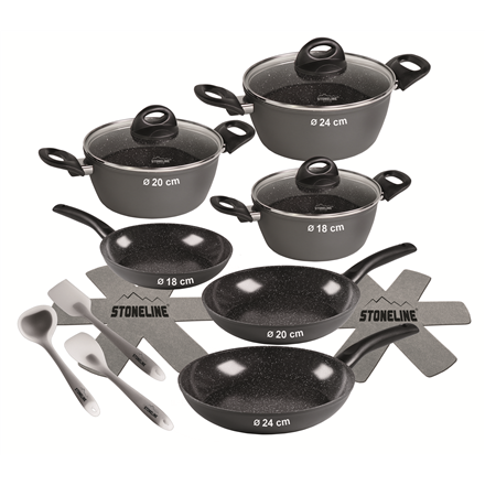 Stoneline Ceramic Cookware Set of 14 15710 3 pans; 3 pots; 3 lids