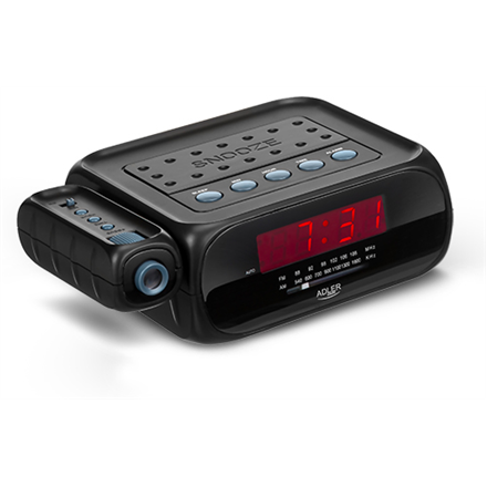 Adler Alarmclock Radio with projector AD 1120 Black
