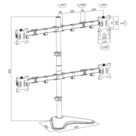 Logilink BP0046 Quad Monitor Desk Stand 13"-32'' Logilink Desk Mount