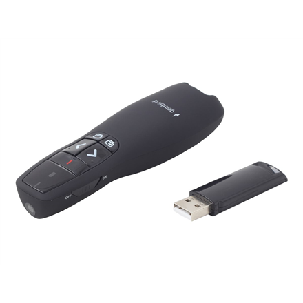 Gembird Wireless presenter with laser pointer WP-L-02 Weight 84 g Black Width 38 mm Height 105 mm Ye