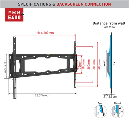 Barkan Flat/ Curved TV Wall Mount E400+ .B Wall mount