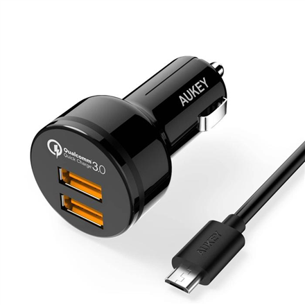 Aukey Car Charger 1.2-Port (USB type A) with Quick charge 3.0 CC-T8 Black